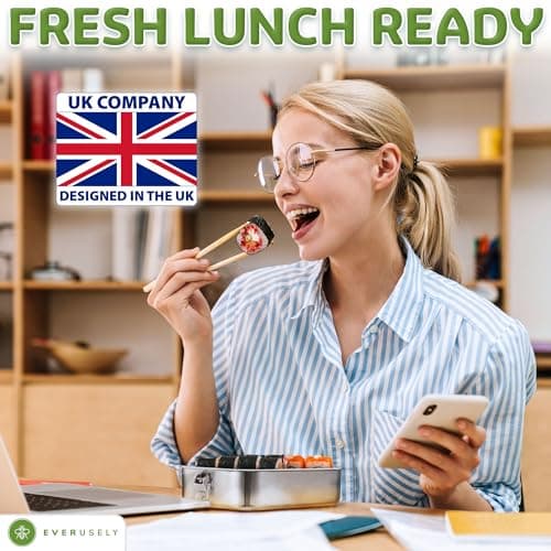 Bento Box - 1.4 L - 5 Compartment Bento Box - Metal Lunch Box w/ Lock Clips — view 6