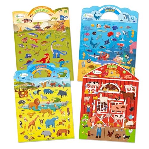 D-FantiX 3D Puffy Sticker Reusable Sticker Books for Kids Ages 3-8