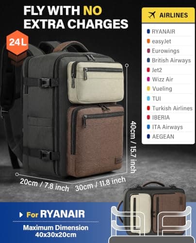VANKEV 40x30x20 Ryanair Easyjet Eurowings Cabin Bag Travel Backpack — view 2