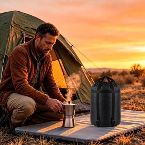 Rndqw 1Pcs Sleeping Bag Compression Sack, Lightweight and Portable Sleeping Bag Bag, Waterproof and Dustproof Stuff Sack, Suitable for Camping, Sports, and Water Sports (Black) — view 6