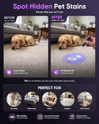 MOWETOO UV Torch Rechargeable, 395nm Zoomable LED Black Light Flashligt — view 3