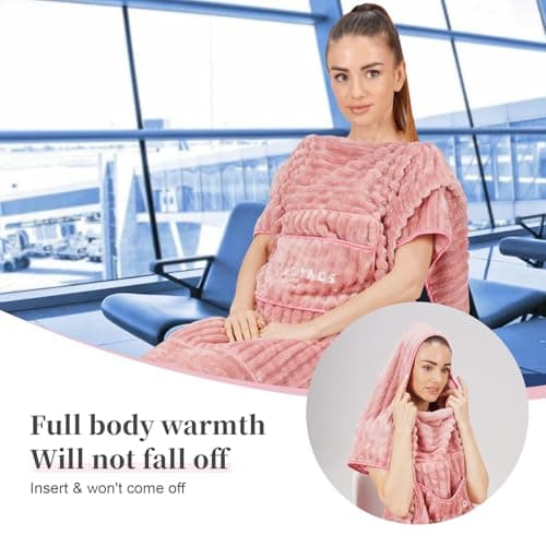 SONAICHTE travel blanket travel blanket airplane compact with bag 2 in 1 travel pillow and blanket set road trip essentials travel pillow and blanket car camping essentials(Light Pink) — view 2