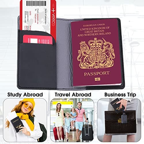 YYGOJOY Passport Holder Cover, PU Leather Passport Cover Case Organiser with Wallet for Credit Card, Money, Business Cards, Passport, Boarding Passes for Women Men (Green) — view 3