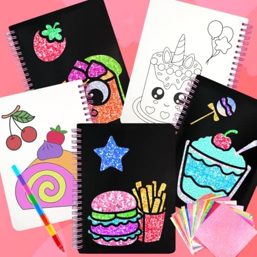 Foil handicraft Book,Art and Craft for Kids-Create Sparkly Food Pictures,No Mess Colouring Book,Art & Craft Supplies Kits,DIY Creative Activity Travel Toy Gifts,Ideal Gifts for Girls Boys Ages 4+ — view 4