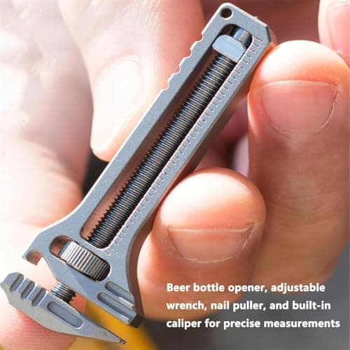Compact Titanium Multitool, Portable Mini Multitool Wrench, Adjustable Wrench Alloy Tool with Bottle Opener, Nail Puller, and Caliper, for Home, Camping, and DIY Projects (3pcs) — view 2