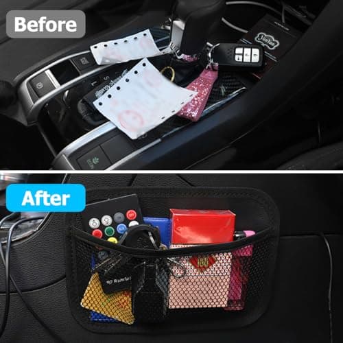 JNNJ Car Storage Organizer Net, Car Sundries Holder Mesh Bag, Self-Adhesive Phone Storage Bag, Vehicles Interior Universal Mini Elastic Rack Multifunctional — view 5