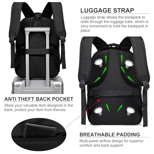 Liokesa Laptop Backpack for Men Women, School Bags Backpacks for Boys Girls,Water Resistant Backpack,15.6 Inch College Bookbag Daypack, Black — view 5
