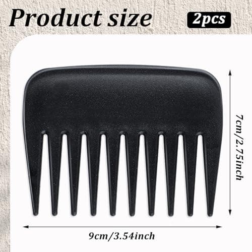 2 Pcs Wide Tooth Comb, Pocket Small Travel Mini Curly Hair Wallet Shower Styling Comb Suitable for Women and Men Straight, Curly, Wet and Dry Hair for Travel and Home Use, Black — view 4