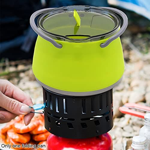 Folding Saucepan, Camp Cookware Hiking Silicone Folding Saucepan Water Kettle With Lid Cookware Travel Camping Pot(Red) — view 4
