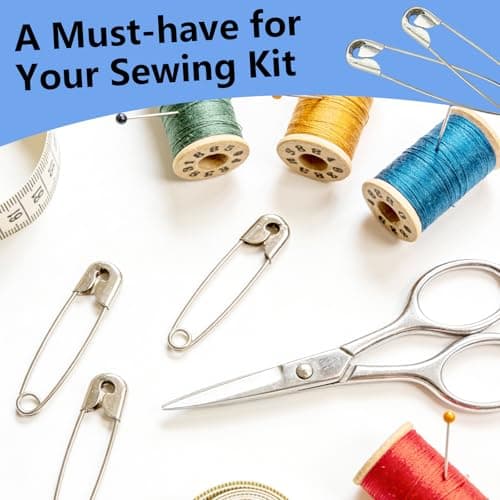LLYJOYE Silver Safety Pins Large 55mm Nappy Pins Craft Pins, Pack of 60 — view 5