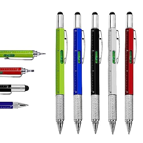 Playcrate 6 in 1 Multi Tool Ballpoint Pen 5 Pack Stocking Filler Gift Pen for Men Stocking Filler- Screwdriver Pen Ruler Stylus Spirit Level — view 6