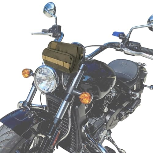 Vanlison Motorcycle Bag, Motorcycle Handlebar Bag Motorcycle Pouch Front Handle Bar Bag Storage Bag Forks Bag Saddle Bag Accessories Compatible with Cruiser Softail Dyna Sportsters Dirt Bike Green — view 2