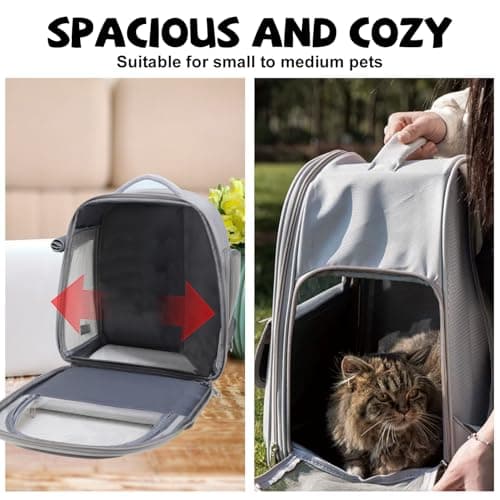 Cat Carrier Backpack, Breathable Backpack Pet Carriers for Cats Travel Carrier Backpacks Carry Bag for Hiking Walking, Cat Backpack, Transport Rucksack for Small Medium Cat Puppy Dog Kitten Carrier — view 3