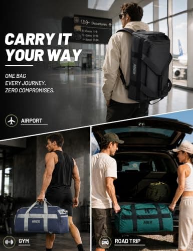 MIER Men's 60L Gym Duffle Bag Large Weekender Travel Duffel Backpack, Dark Teal, 25.5 inches x 13.3 inches x 11 inches, Casual — view 6