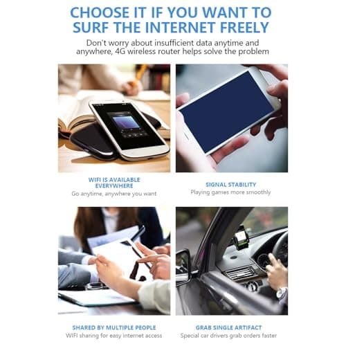 Ejoyous Mobile WiFi Hotspot, 4G Mobile Router with SIM Card Slot, 300Mbps 2.4GHz Portable Hotspot, 4000mAh Rechargeable Battery, Time Display, Travel Business Trip Outdoor Use — view 4