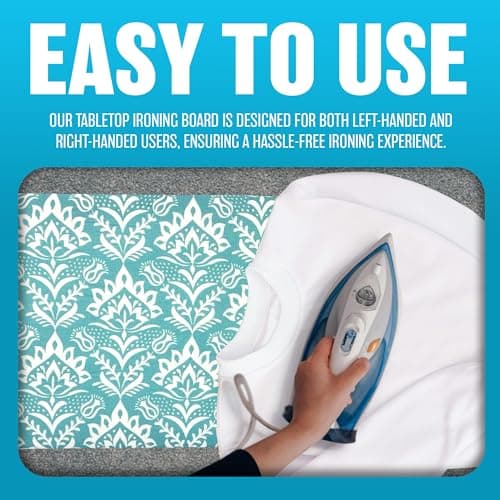 Mini Tabletop Ironing Board - Ironing Laundry Clothes | Adjustable Height, 100% Cotton Cover, Steel Net Board, Sewing Accessory | Lightweight For Travel & Foldable For Easy Storage — view 4