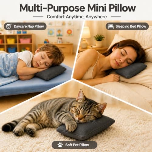 Black Mini Pillow Small Rectangle Cushion for Neck and Lumbar Support — view 6