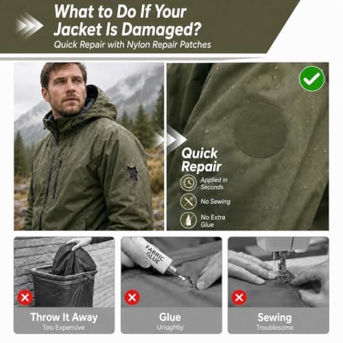 moinkerin Nylon Repair Patch Self Adhesive 12PCS 10x20cm | Waterproof Fabric Repair Tape for Tent, Down Jacket, Backpack, Sleeping Bag, Outdoor Camping Gear — view 3