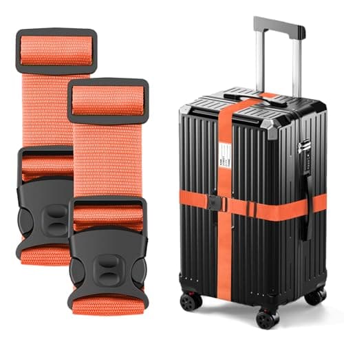 BILIONE Luggage Straps TSA Approved Add a Bag Premium Accessory for Travel Bag Closure (2-Vivid Orange)
