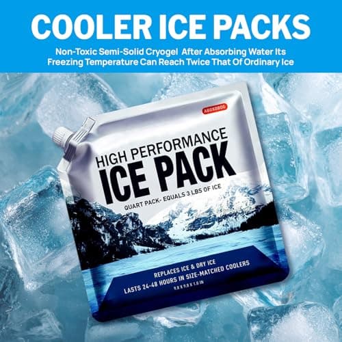 ABOXOBOG Reusable Ice Packs for Coolers 5 Pack, Long Lasting Gel Freezer Packs for Cooler Bag, Large Lunch Box, Beach, Camping & Road Trips Cold Blocks (9.8" x 9.8") — view 6