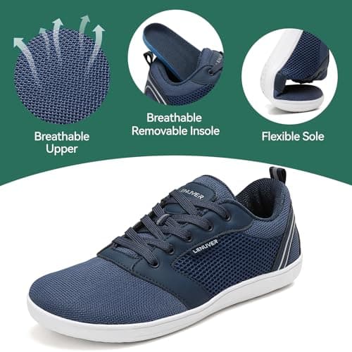 gitzing Barefoot Shoes for Womens Mens Wide Outdoor Trail Minimalist Running Trainers Walking Shoes Lightweight and Breathable Sneakers Unisex-Classic Blue 10.5 UK(45 EU) — view 4
