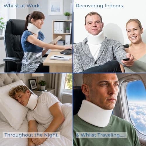 White Foam Neck Collar Neck Brace Adjustable Soft Cervical Collar for Neck Support, Neck Pain Relief & Whiplash Recovery, Orthopaedic Medical Neck Brace for Sleeping, Travel & Daily Wear (S/M Junior) — view 6