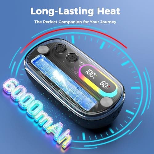 Magnetic Hand Warmers Rechargeable 2 Pack, Electric Hand Warmer Reusable with RGB Lights, 4 Heating Levels & Digital Display,Portable Pocket Handwarmers Heater Gifts for Men Women Golf Skiing Gaming — view 5