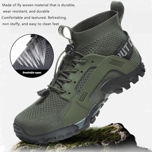 VTASQ Hiking Boots Mens Outdoor Non-Slip Trekking Mountaineering Shoes Trainers Lightweight Camping Climbing Shoes Sneaker Green 7 UK — view 4