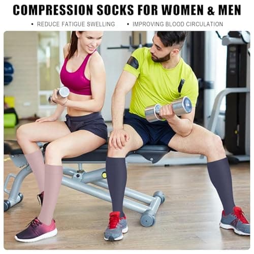 Risipu Compression Socks for Women & Men – 6 Pairs Graduated Pressure Flight Socks 20-30 mmHg, Comfortable Breathable Sports & Travel Support, Circulation & Varicose Veins Relief (Pink Set, L/XL) — view 3