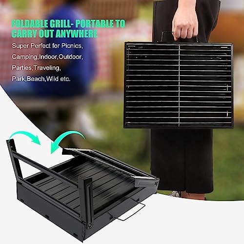 AGM Charcoal Barbecue, Portable BBQ Grill, Small Coal BBQ for Camping — view 4