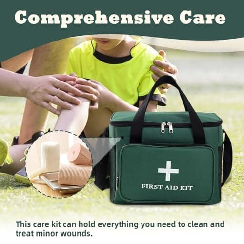 Amagogo Empty First Aid Bag Emergency Medical Bag with Adjustable Shoulder Strap Multipurpose First Aid Kit Travel Multi Pockets Utility Pouch for Traveling Outdoor, Green — view 4