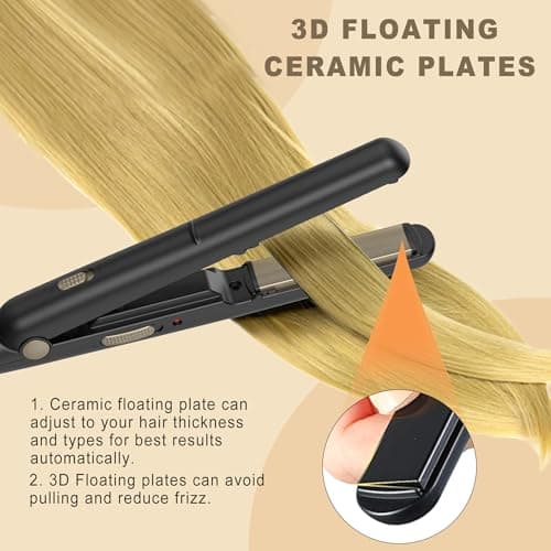 Mini Hair Straighteners, Travel Small Ceramic Flat Iron, Dual Voltage — view 6