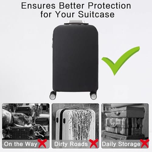 Bomiclss Elastic Luggage Cover for 26-28 Inch Suitcases | Waterproof & Dustproof Travel Protection | Black Reusable Luggage Protector (Black, L) — view 5