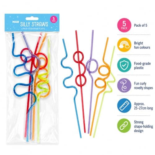 MAR Reusable Silly Straws 5 Pack – Curly Crazy Straws for Kids & Parties — view 2