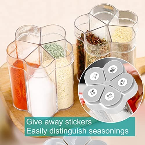 JJYHEHOT 2 PCS Travel Spice Containers, 5 in 1 Camping Seasoning Jars, Clear Plastic Condiment Bottle for Camper, Hiking, BBQ, Picnic — view 4