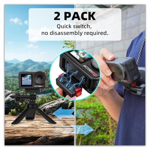 BRDRC 2 Pack Magnetic Quick Release Adapter Mount for DJI Action, Expansion Base with 1/4 Screw Hole for Go Pro Adapter Compatible with DJI Osmo 360, Action 5 Pro 4 3 Accessories — view 3