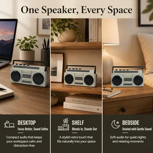 Anomat Retro Mini Bluetooth Speaker, USB Rechargeable, Grey — view 4