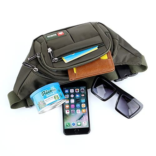 Bumbags and Fanny Packs for Running Hiking Waist Bag Outdoor Sport Hiking Waistpack for Men Women (Olive) — view 3