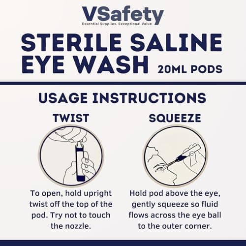 V Safety 25 x Sterile Saline Eye Wash Pods 20ml 0.9% Sodium Chloride — view 4