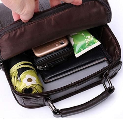 Xieben Business Leather Shoulder Messenger Bag for Men Travel Outdoor Crossbody Handbag Briefcase Wallet Phone Pouch Purse Casual Daypack Coffee — view 2