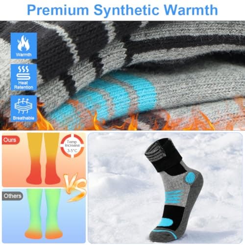 DiULi 2 Pack Thermal Ski Socks for Women Winter Warm Thick Knee High Socks — view 5
