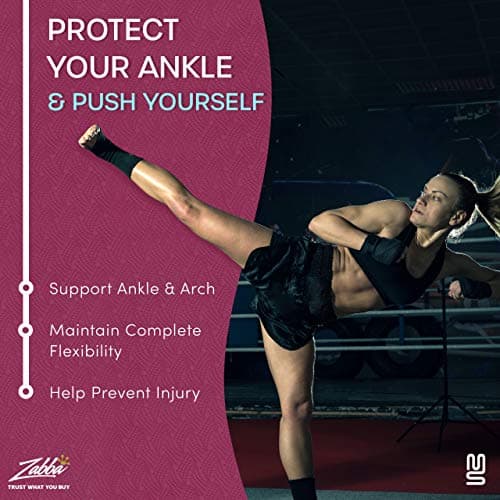 Modetro Sports Ankle Brace 2 Pack, Ankle Support for Ligament Damage, Compression Support Sleeve Socks w/Strap, Achilles Tendonitis Support, Black Plantar Fasciitis Foot Support for Men, Women — view 3