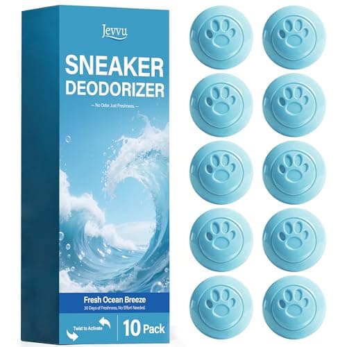 Jevvu Shoe Deodorizer Balls, 10 Pack Odour Eliminator for Shoes, Trainers, Boots, Gym Bags and Lockers(Ocean Fresh)