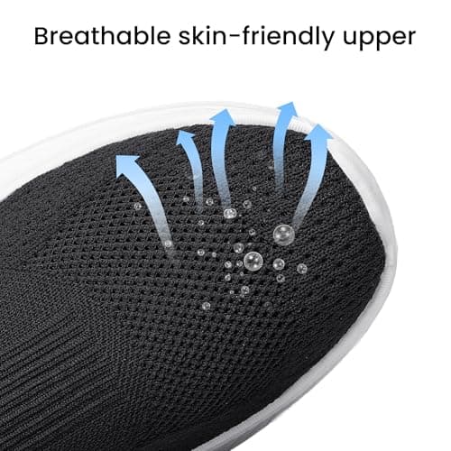 SURFING TREE Womens Trainers Ladies Slip on Shoes Sport Walking Sneakers Lightweight Comfortable Breathable Mesh Shoes Fashion Outdoor Black White Size 5 — view 3