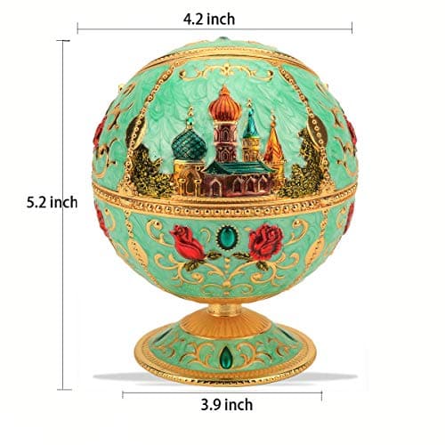 LAUYOO Windproof Ashtray with Lid for Cigarettes Metal Portable Cigar Ashtray Odor Eliminator for Indoor outdoor Hand Stamped Rose Pattern with Sparkle Fancy Gift for Men Women(Jade-green) — view 2