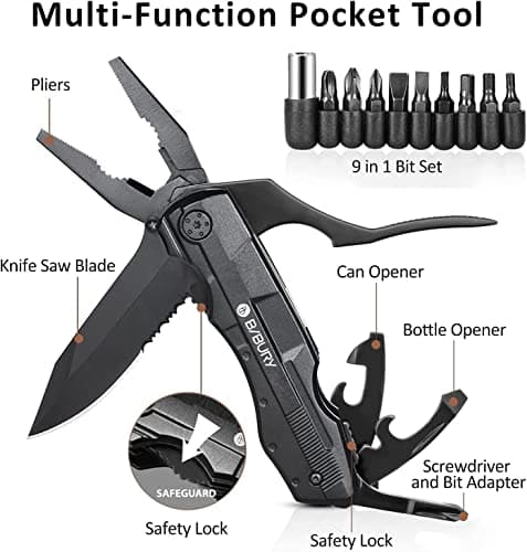 BIBURY 5 in 1 Multitools,Foldable Pliers Stainless Steel Camping Multi Tool — view 2