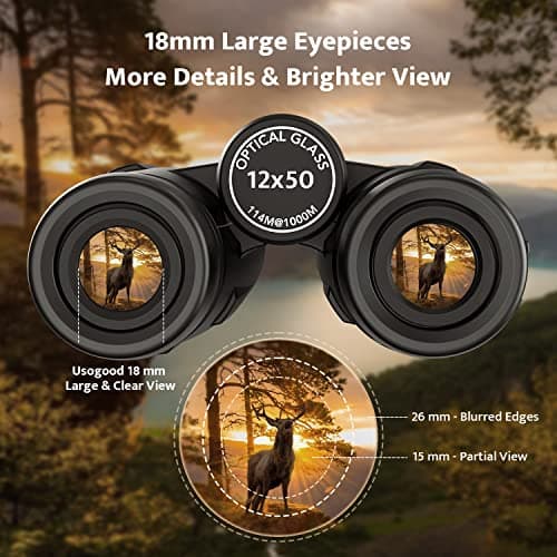 Binoculars for Adults Bird Watching usogood 12x50 High Power Binoculars for — view 2
