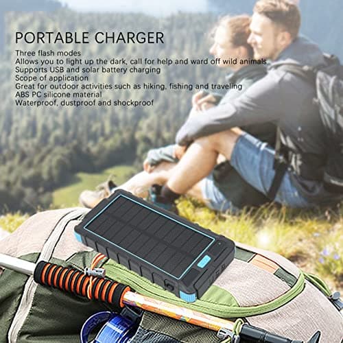SIXRUN Portable Solar Phone, 20000mAh with and Flashlight (Black Blue) — view 3