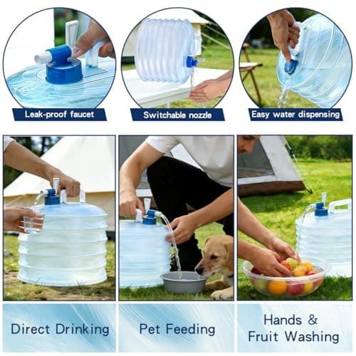 qoqidun Water Container 3L 5L 10L 15L, Collapsible Water Container Water Carrier with Tap, Portable Large Water Storage Container for Camping Sports Outdoor Hiking Use, BPA Free and Stable 3L — view 3
