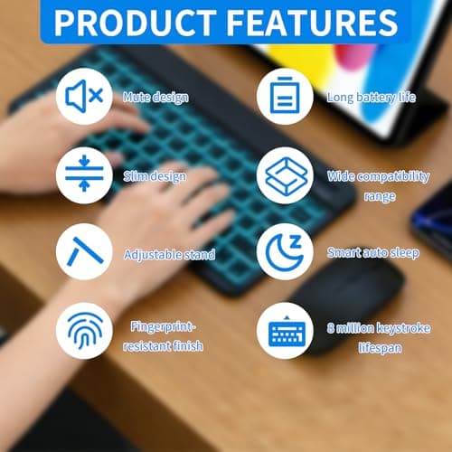 Backlit Bluetooth Keyboard and Mouse Set Rechargeable Wireless for Office — view 2
